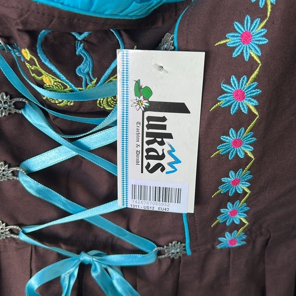 NWT Lukas Dirndle Drindle Dress Oktoberfest Barvarian German Dress Sz 12 - Picture 3 of 7